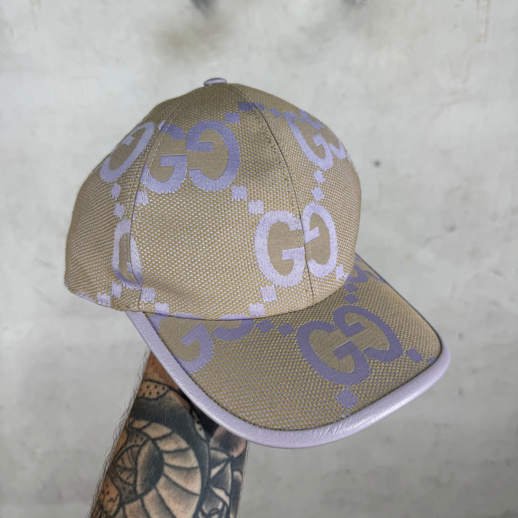 Gucci Beige Purple Monogram Hat