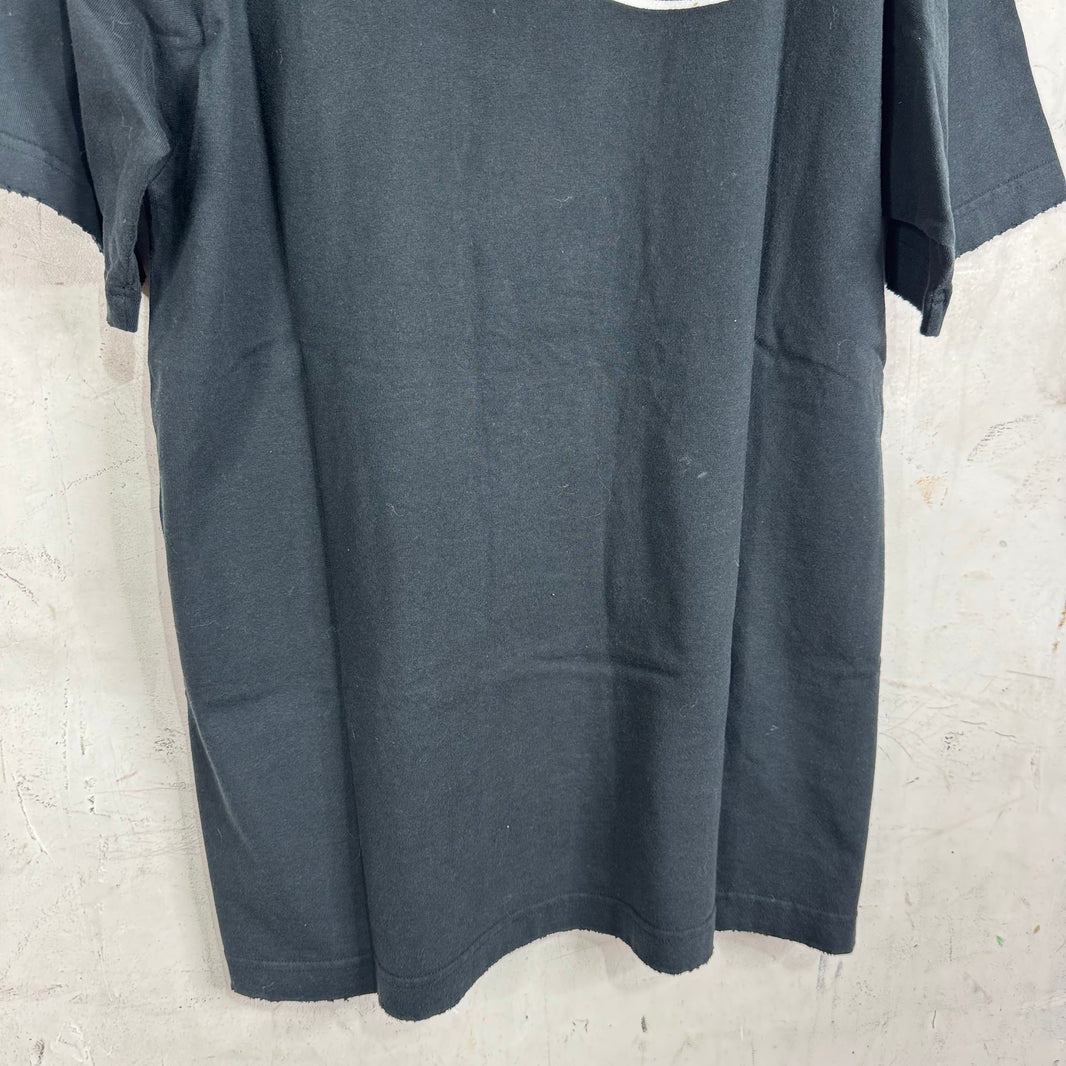 Balenciaga Distressed Black Embroidered Campaign T-Shirt