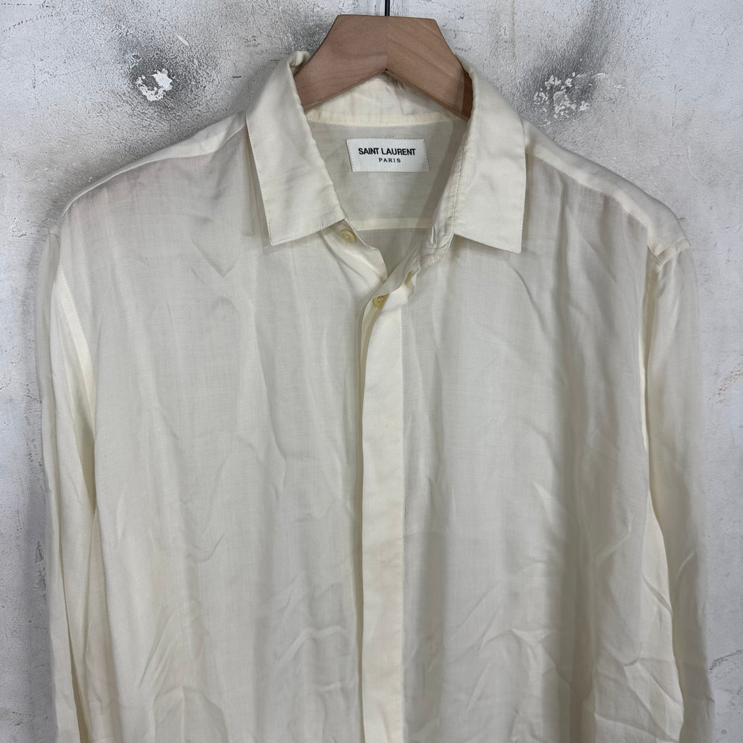Saint Laurent Cream Cupro L/S Buttoned Shirt