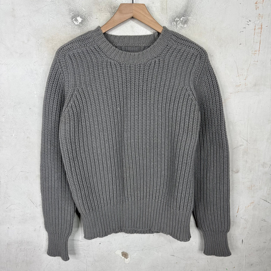 Rick Owens Grey Wool Cable Knit Sweater