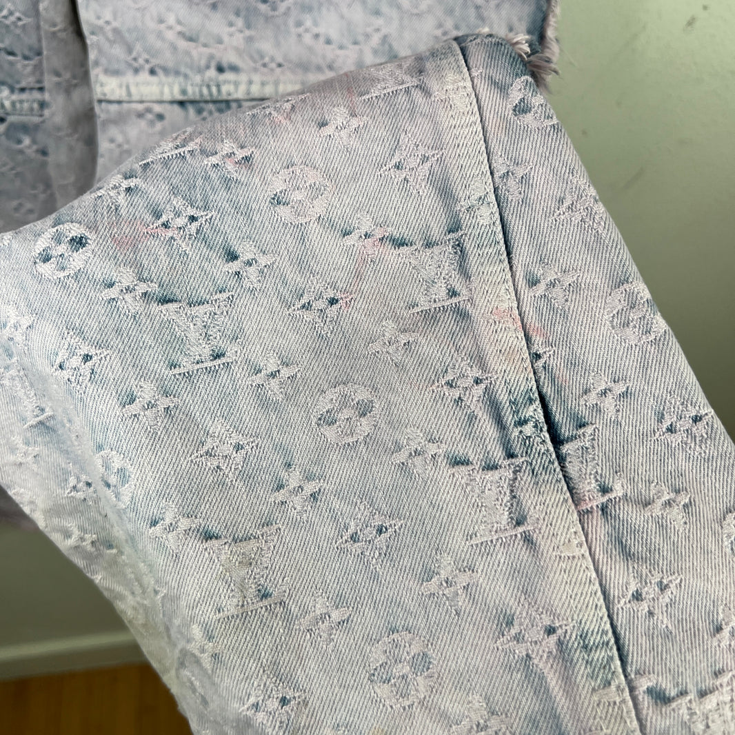 Louis Vuitton Purple Flayed Monogram Flared Carpenter Jeans