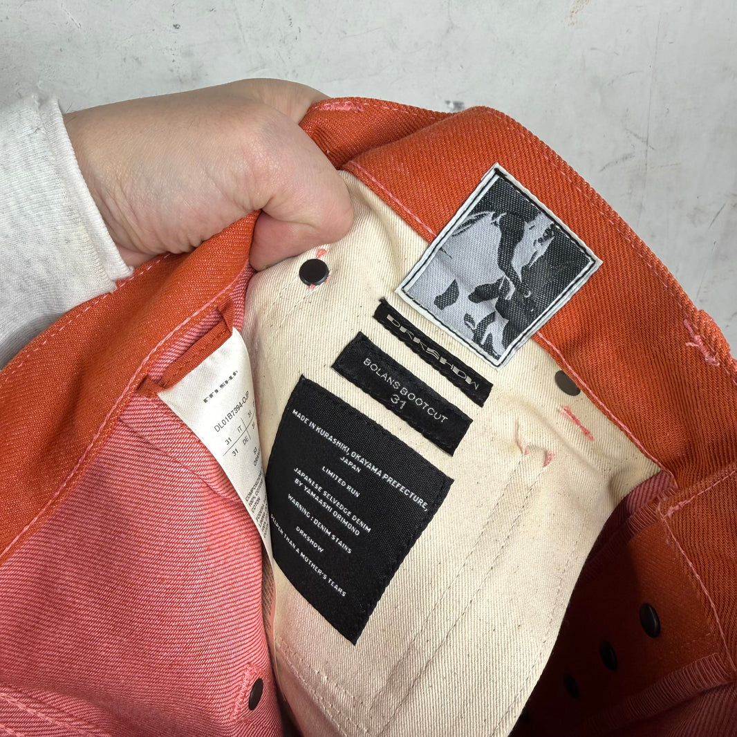 Rick Owens Orange Selvedge Bolan Bootcuts