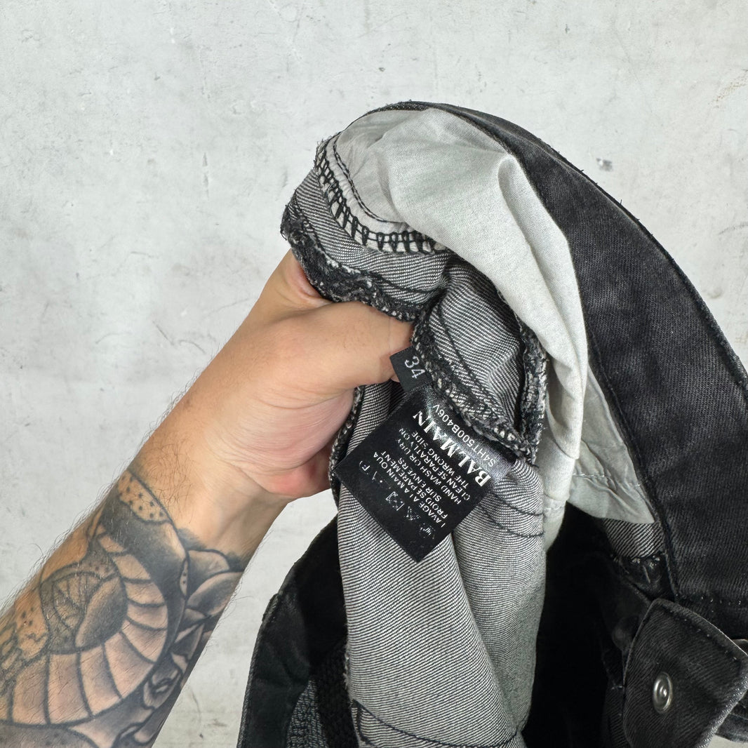Balmain Faded Wash Biker Jeans