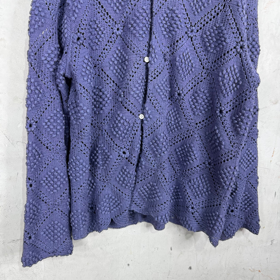 Bode Purple Crochet Shirt