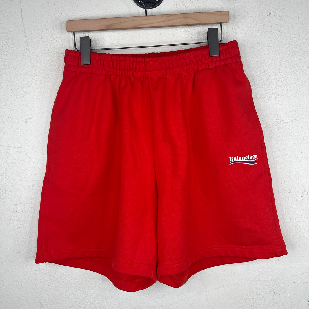 Balenciaga Red Campaign Embroidered Sweatshorts
