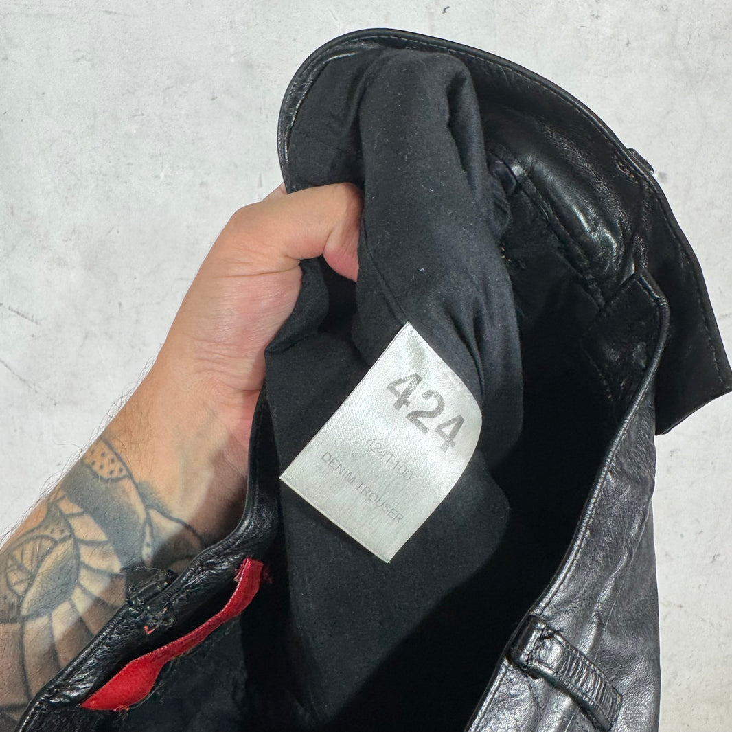 424 Leather Denim Pants