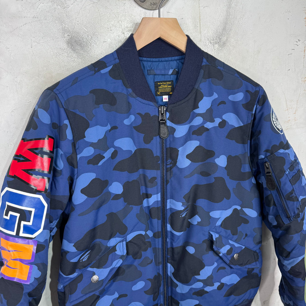 Bape Blue Camo Shark Bomber Jacket