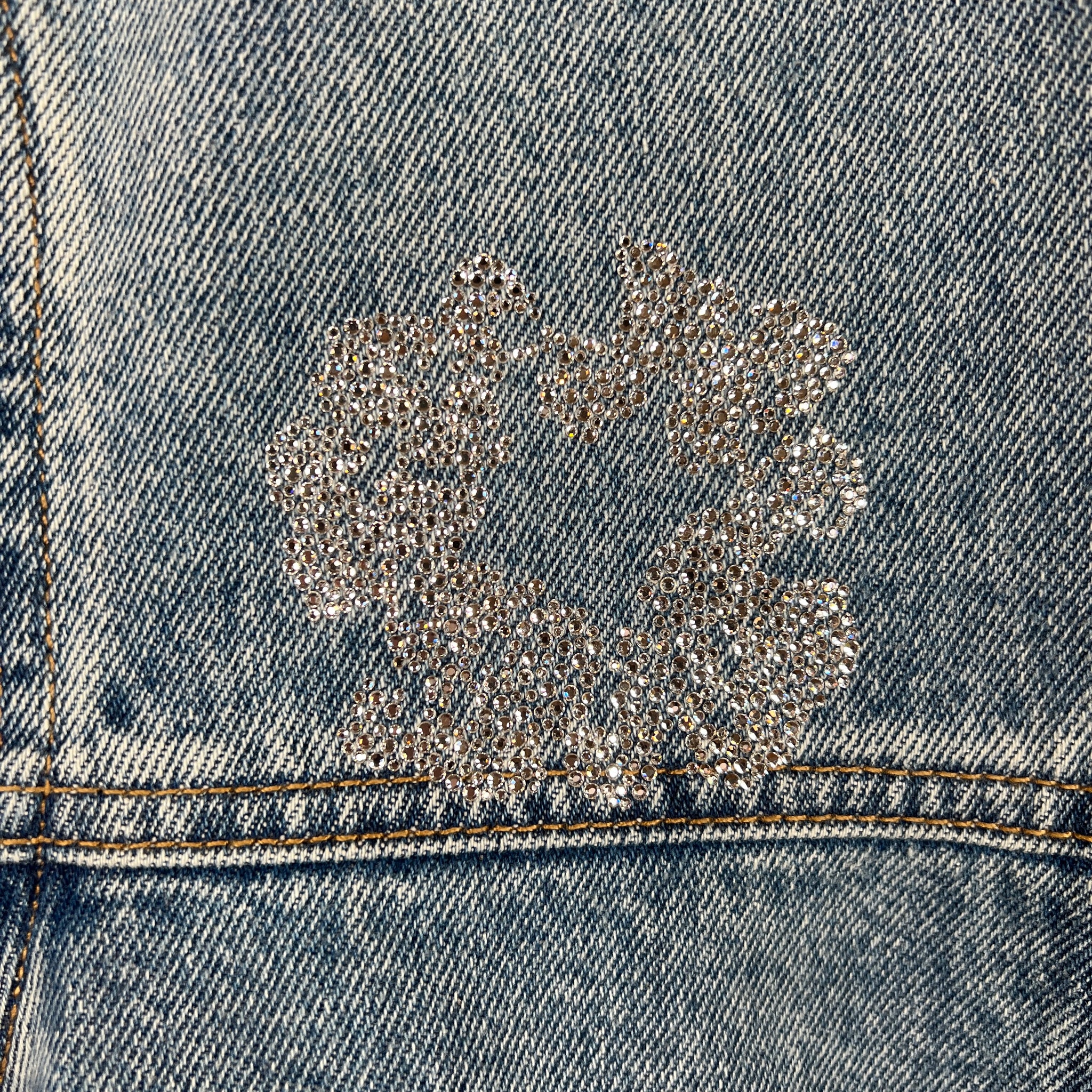 Denim Tears Blue Crystal Wreath Denim Jacket
