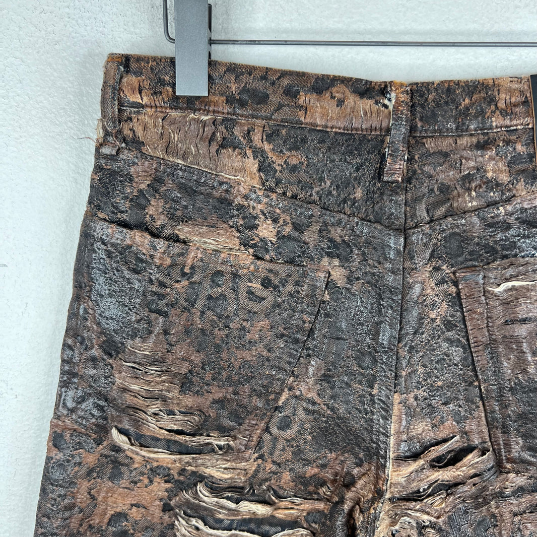 Acne Studios Roman Distressed Waxed Denim Shorts
