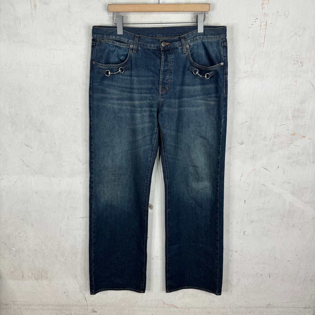 Gucci Washed Blue Horsebit Jeans
