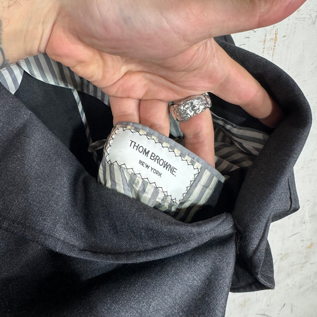 Thom Browne Dark Grey Tailored Partial Lined Blazer