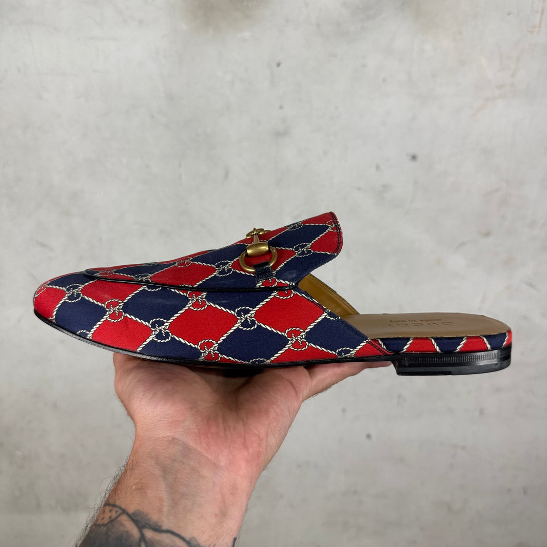Gucci Satin Patterned Horse-Bit Mules
