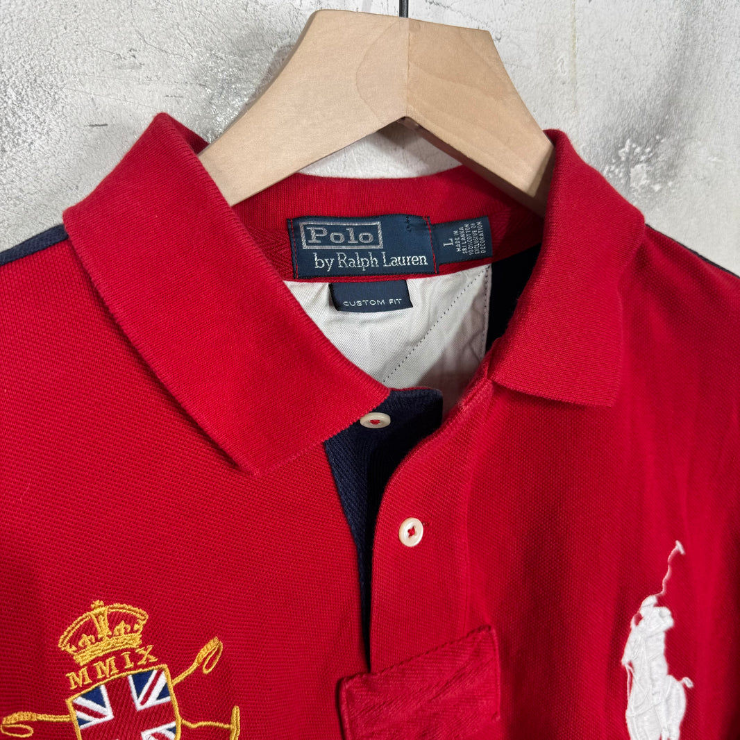 Ralph Lauren Red Two Toned Crest Big Pony Polo
