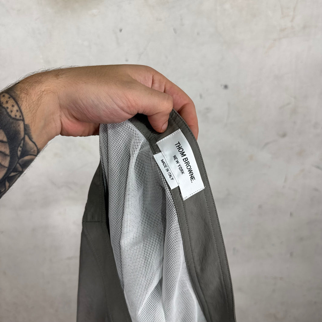 Thom Browne Grey Leg Striped Swim Trunks