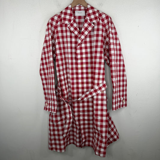 Prada Red Plaid Trench Coat