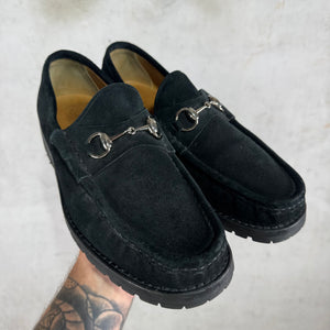 Gucci Black Suede Lug Sole Loafer
