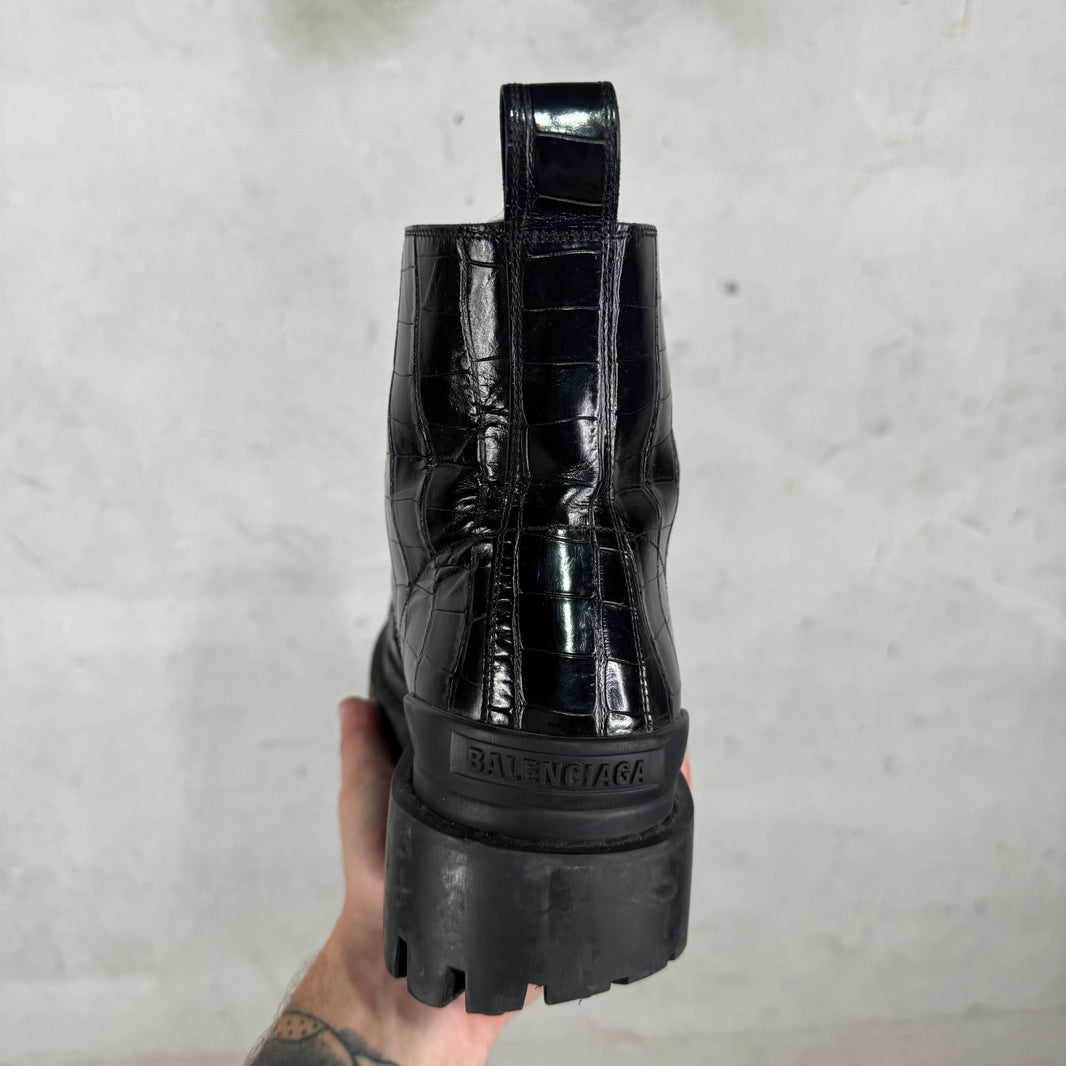 Balenciaga Embossed Croc Strike Boots