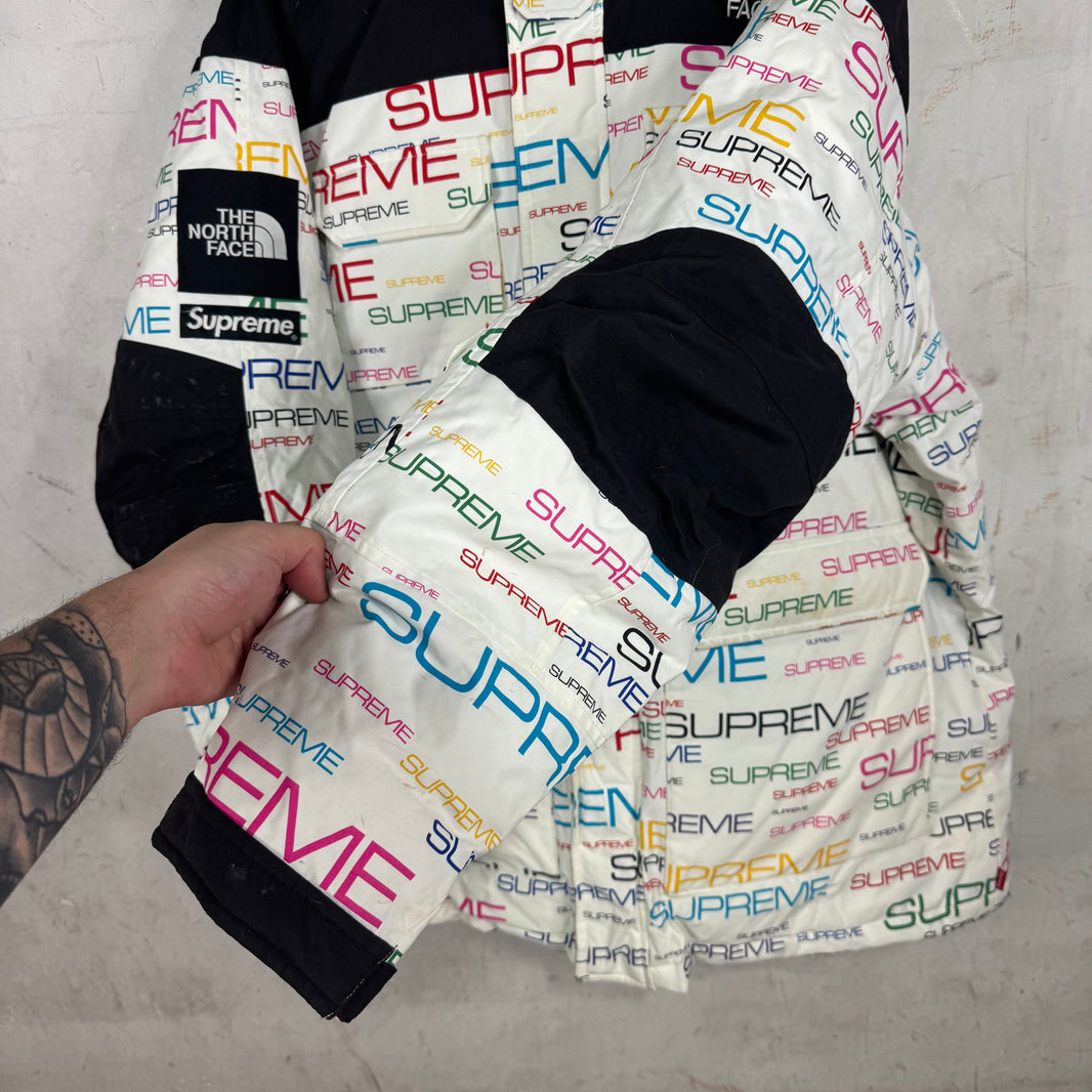 Supreme x TNF Multitcolor Script Puffer Parka Jacket