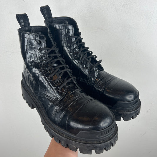 Balenciaga Croc Leather Strike Boots