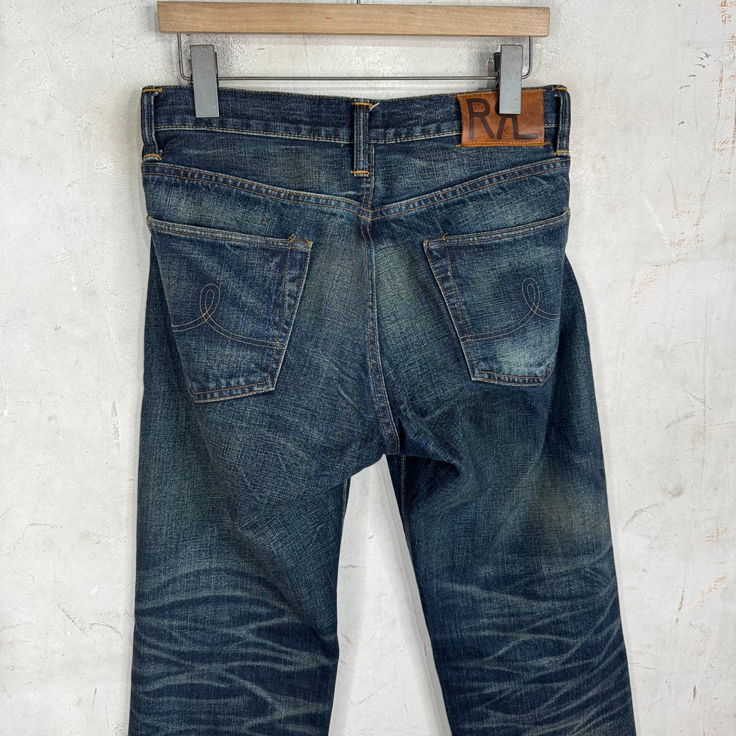 RRL Dark Wash  Whiskered Straight Jeans