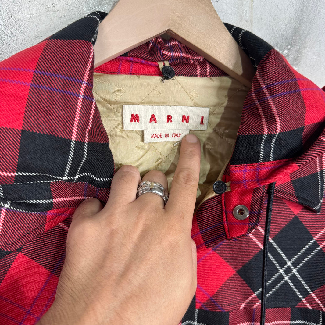 Marni Red Plaid Hooded Quilt Flannel