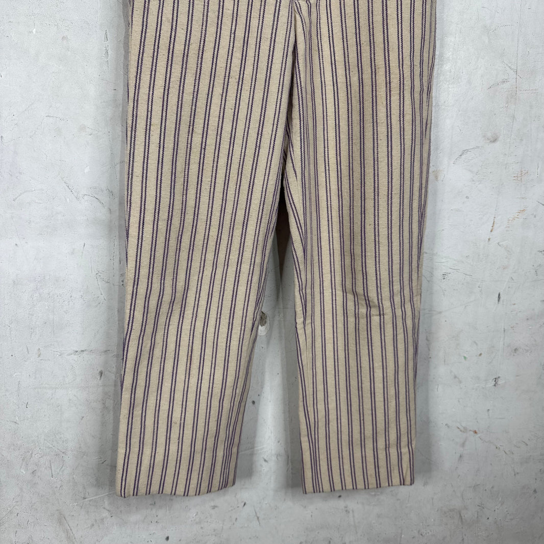 Bode Beige Purple Pinstriped Trousers