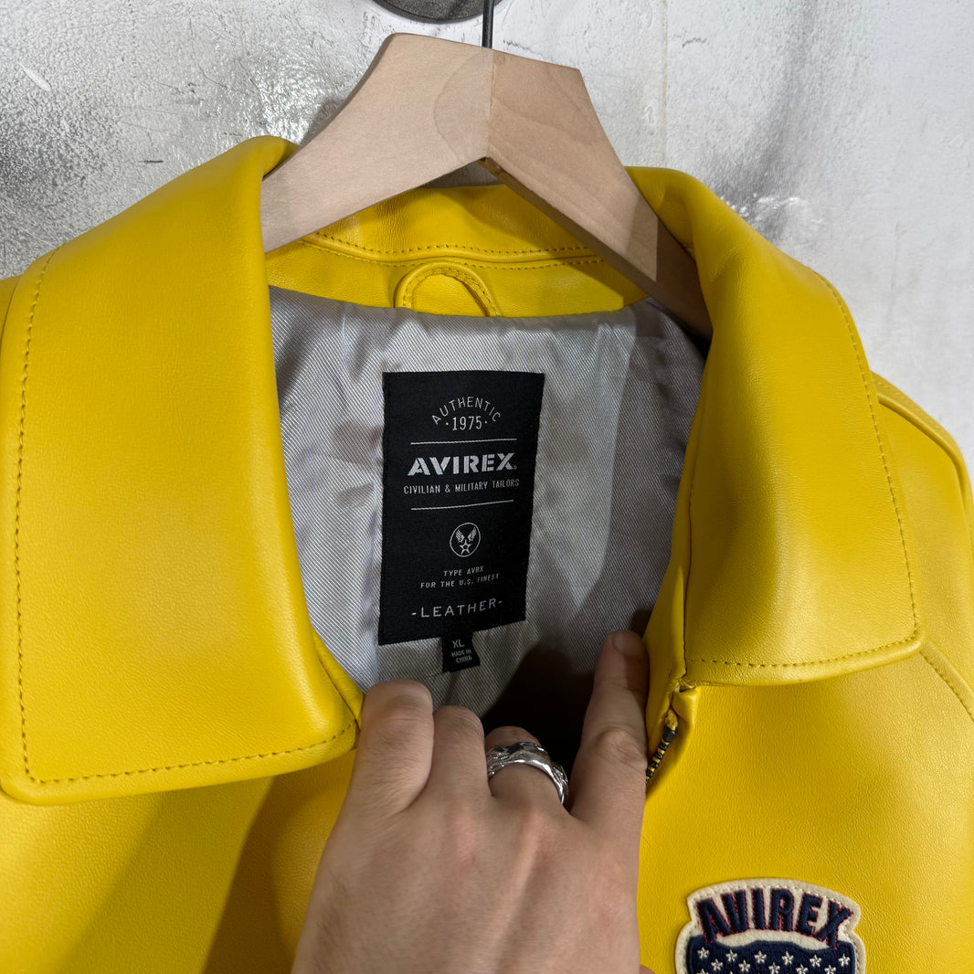 Avirex Yellow Leather Patch Jacket