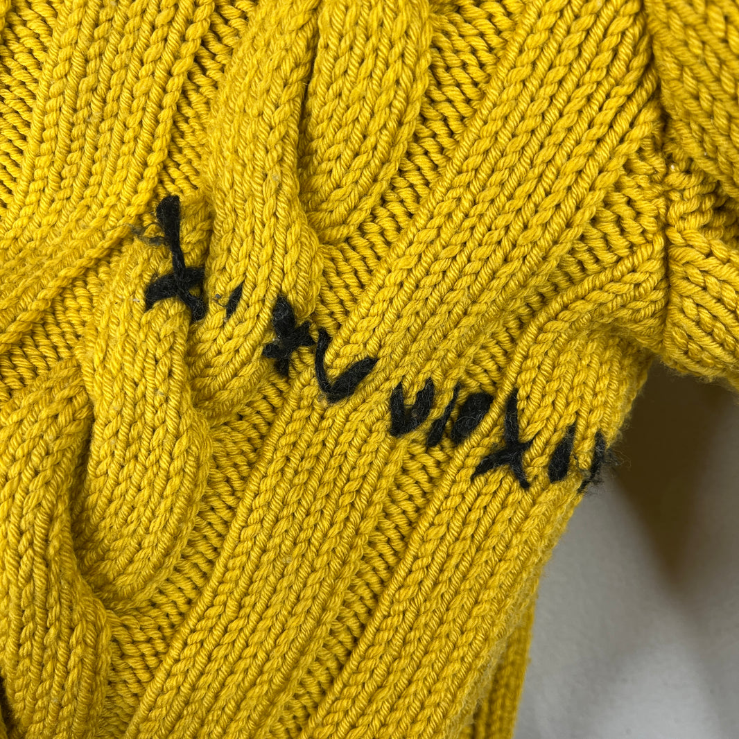 Marni Yellow Cable Knit V Neck Cardigan