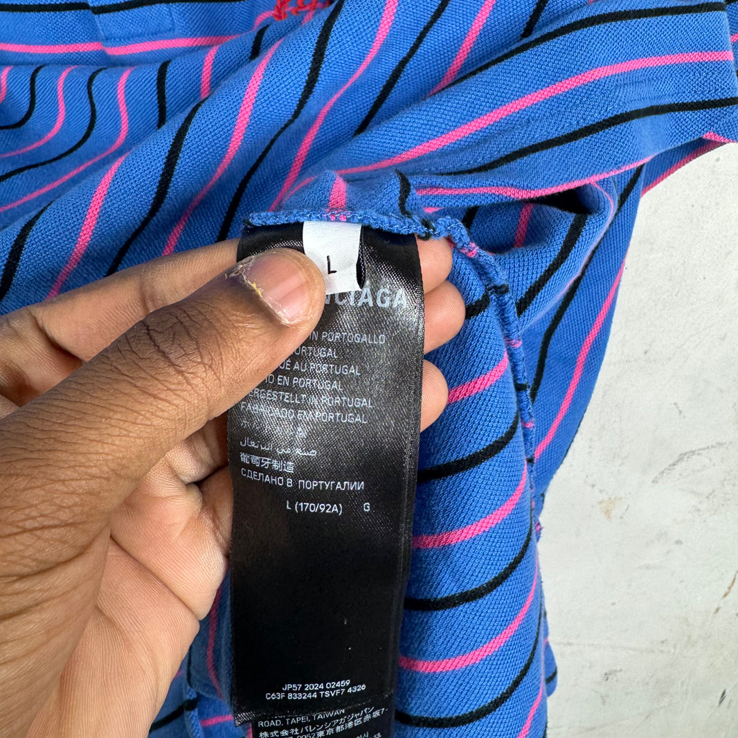 Balenciaga Striped Blue S/S Polo