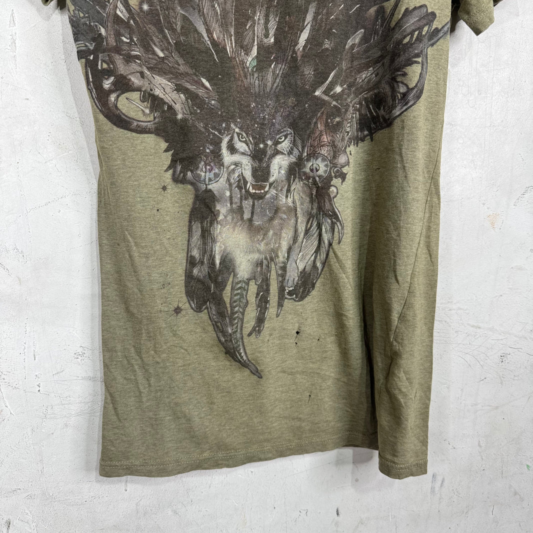 Balmain Olive Wolf T-Shirt