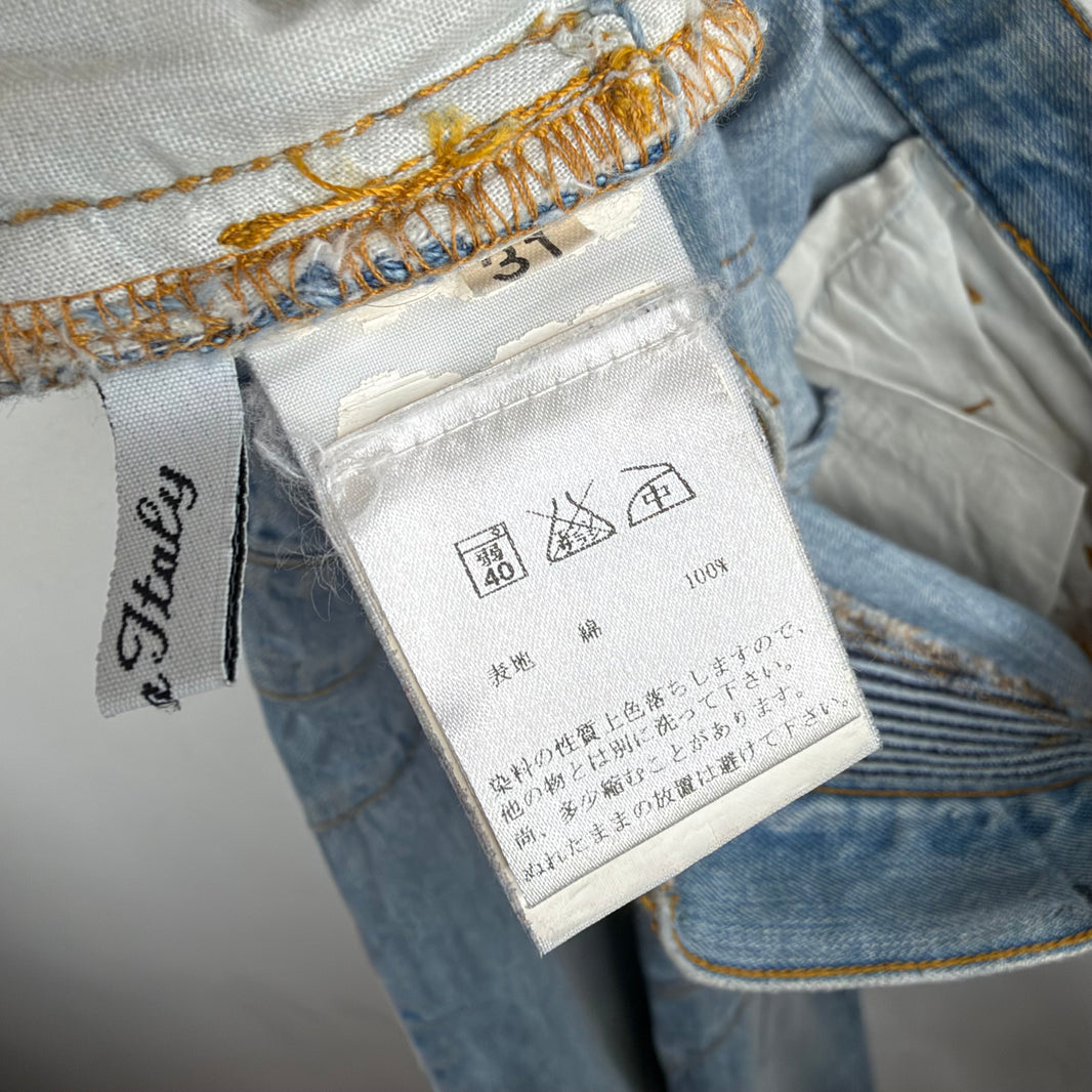 Balmain Distressed Light Blue Wash Biker Jeans