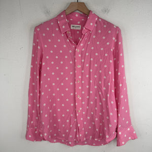 Saint Laurent Pink Polka Dot Button Up LS Shirt