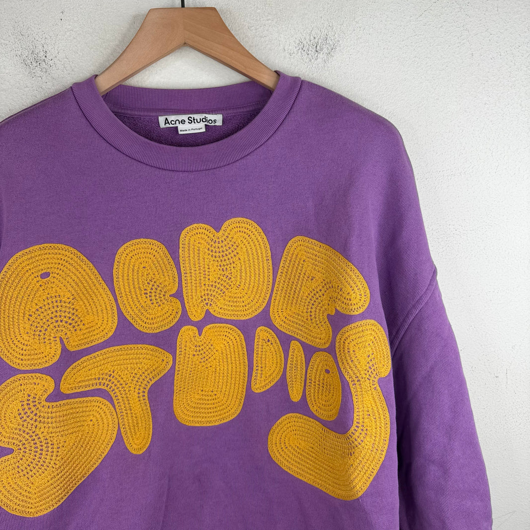 Acne Studios Chaintstich Logo Purple Crewneck