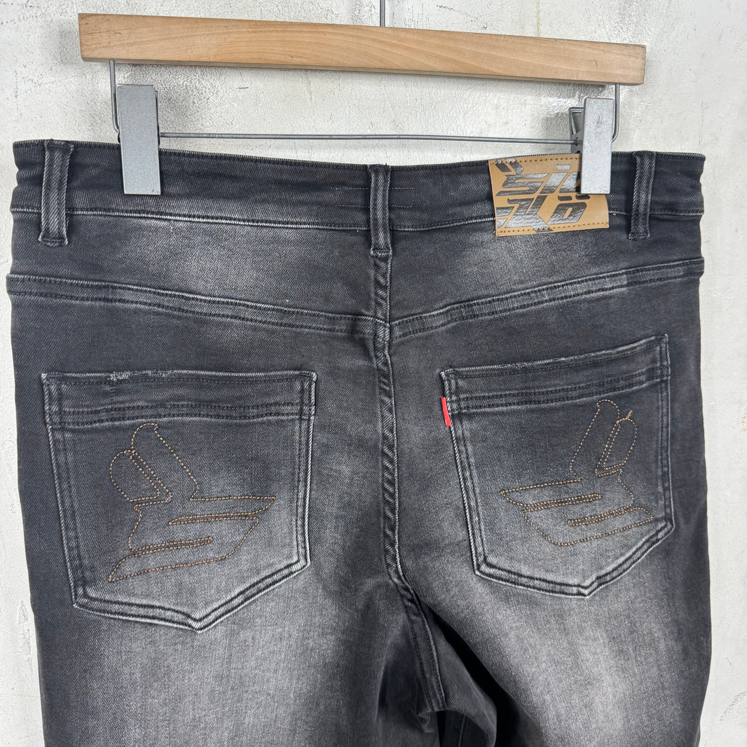 Sicko Embroidered Washed Black Jeans