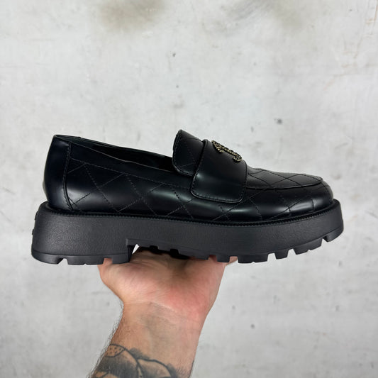 Chanel Quilted Logo Loafers