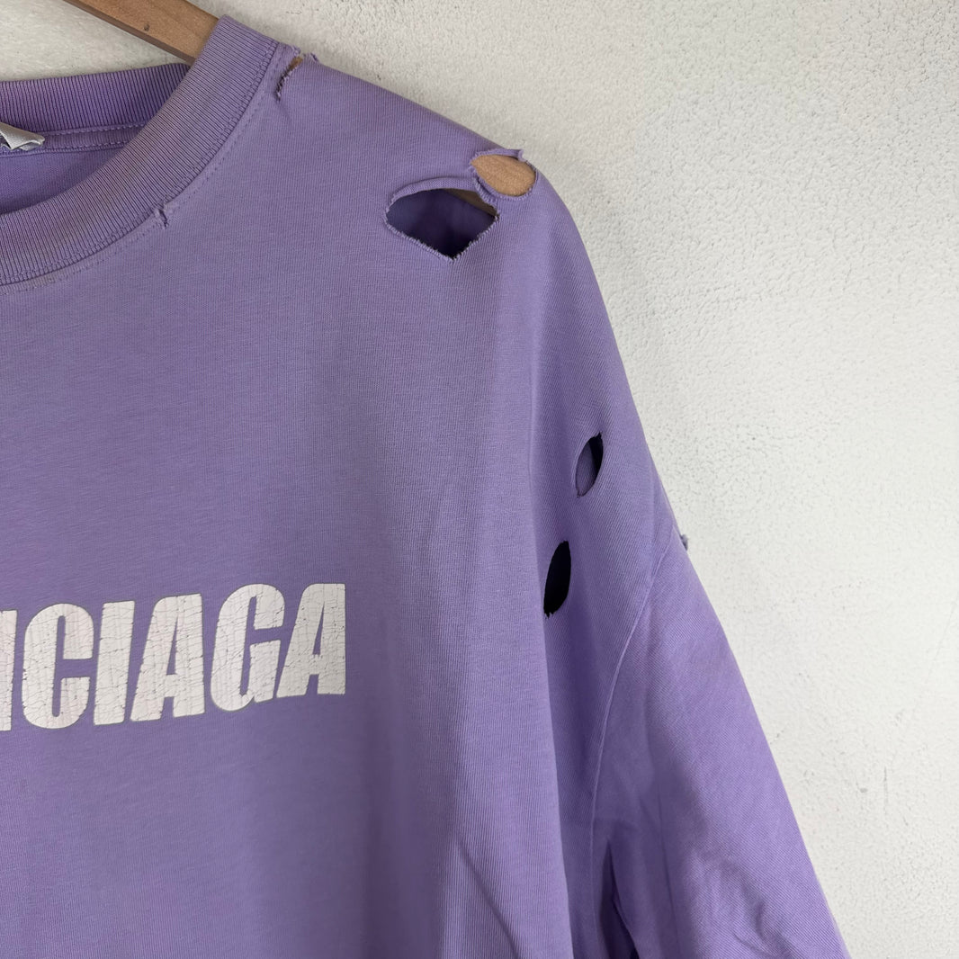 Balenciaga Purple Distressed T-Shirt