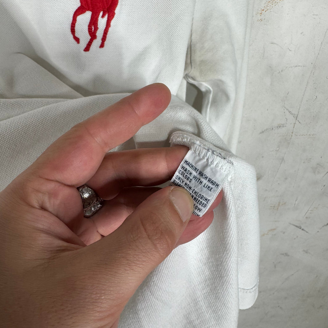 Ralph Lauren White Red Big Pony #3 L/S Polo