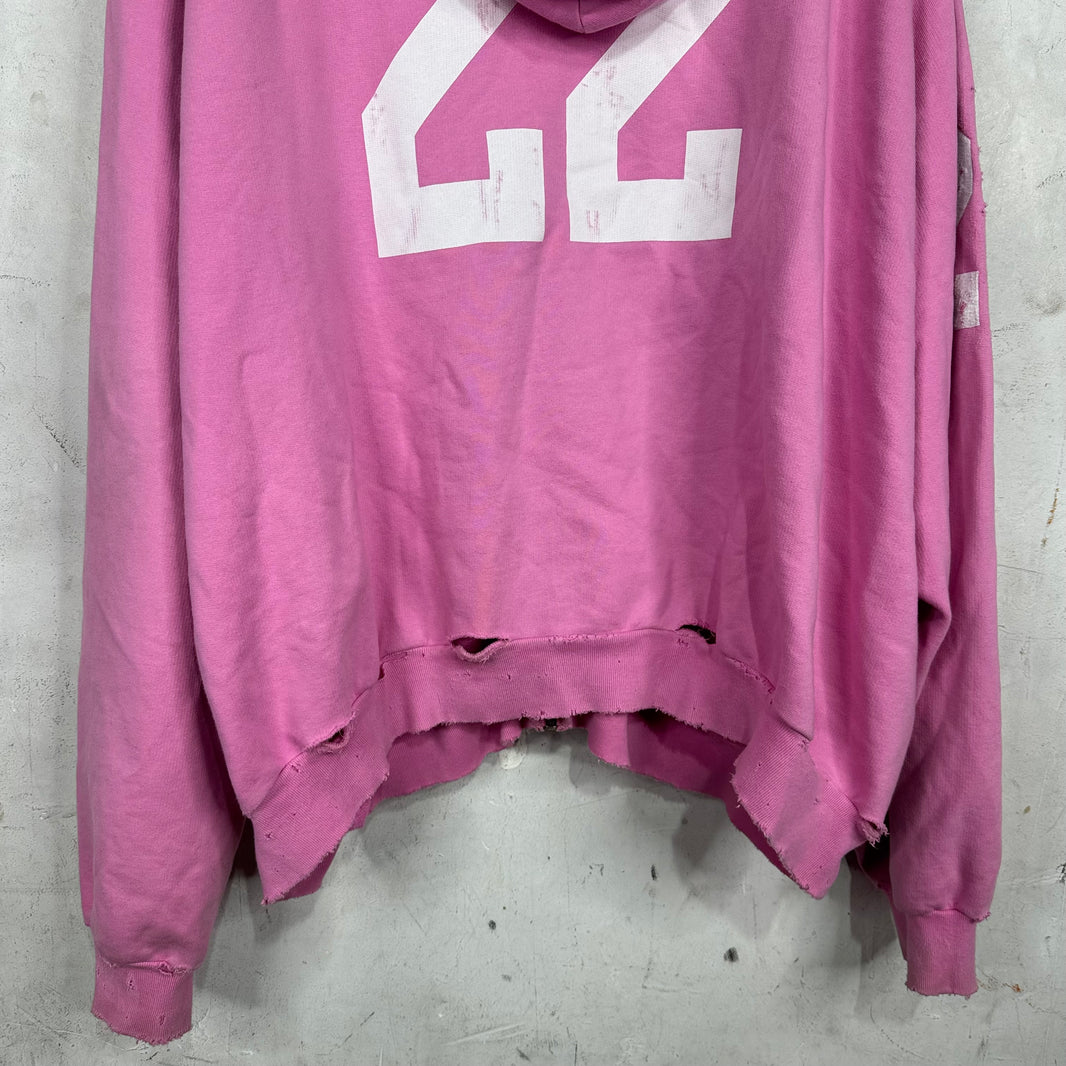 Balenciaga Pink Distressed Polo Zip Hoodie
