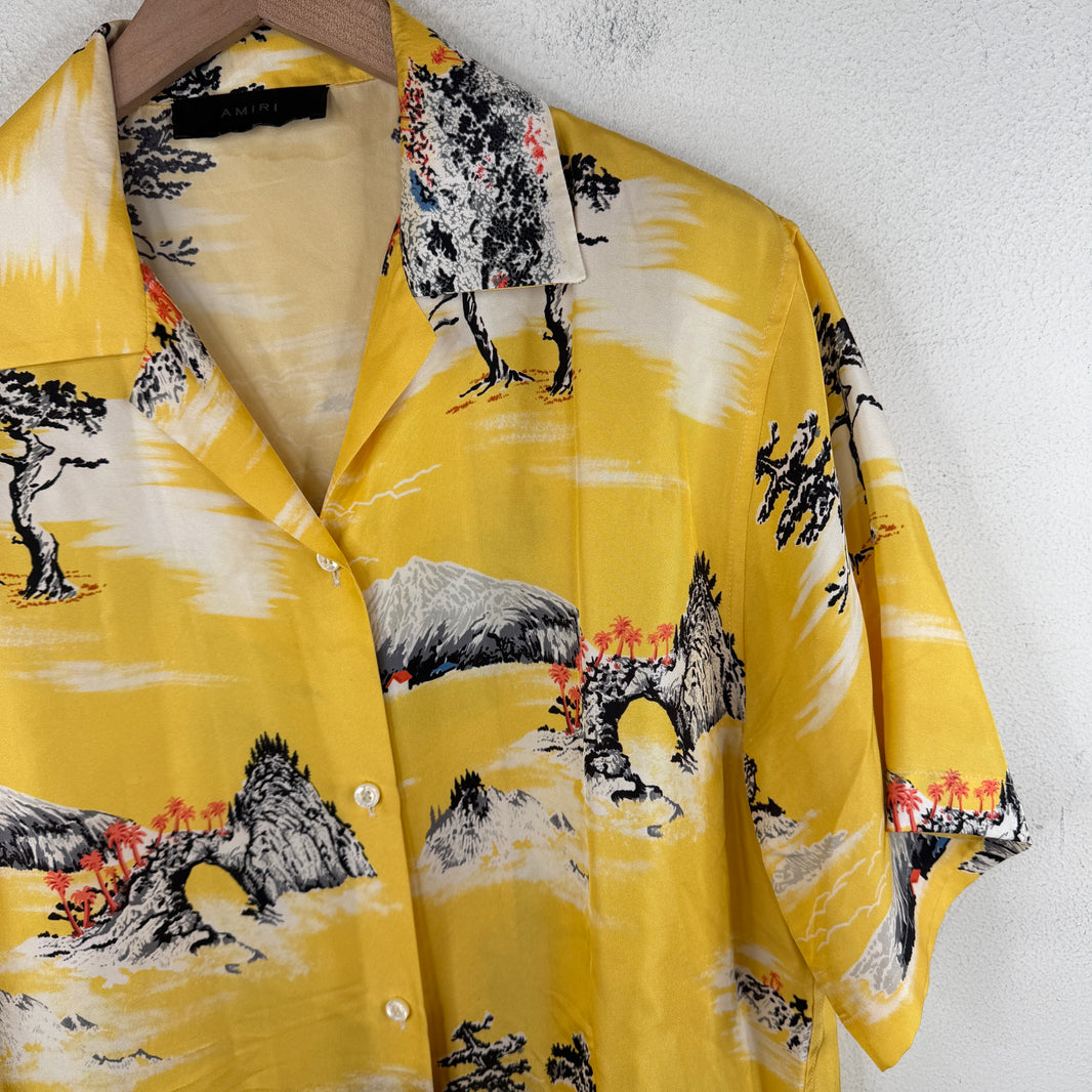 Amiri Hawaiian Yellow Button Up Shirt