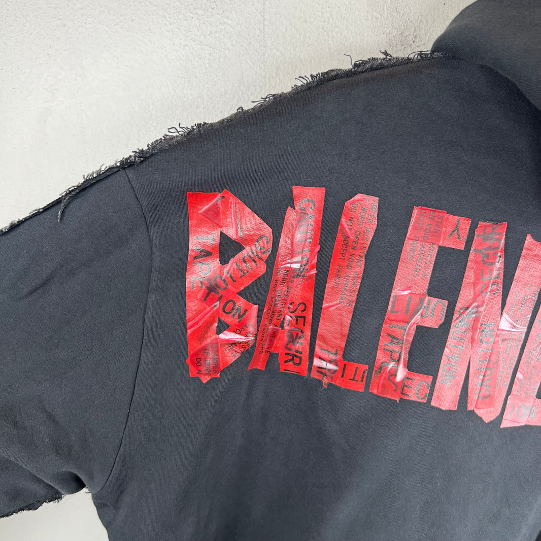 Balenciaga Sample Hybrid Denim Hooded Red Tape Jacket