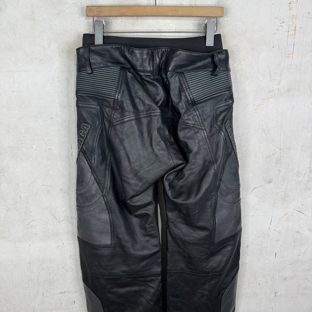 Balenciaga Leather Unity Paneled Racing Pants