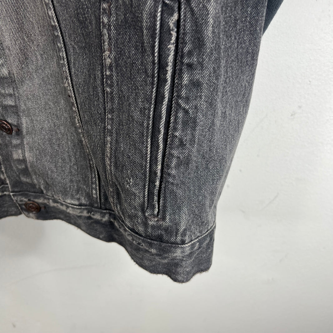 Balenciaga Sample Hybrid Denim Hooded Red Tape Jacket