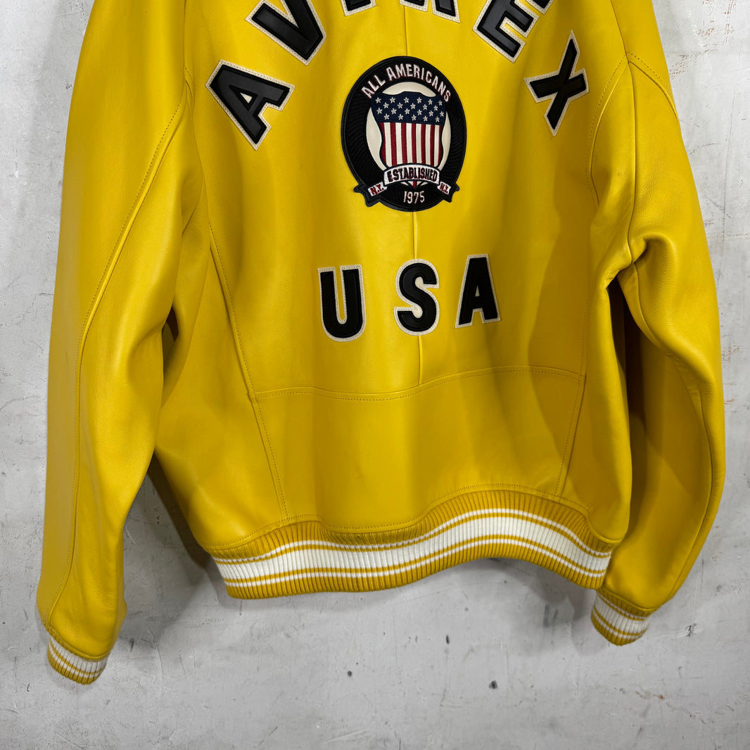 Avirex Yellow Leather Patch Jacket