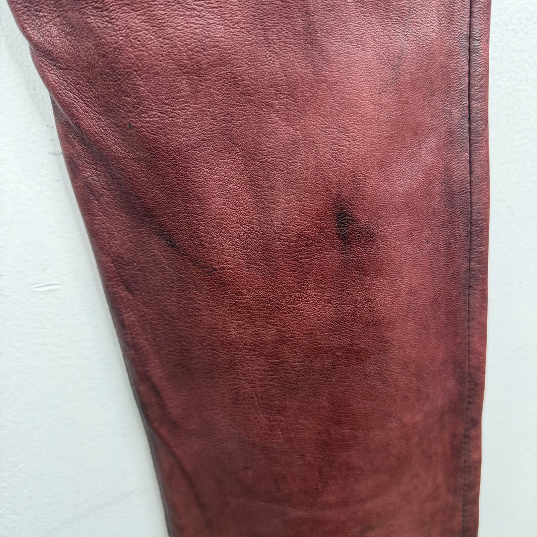Balmain Rust Leather BIker Trousers