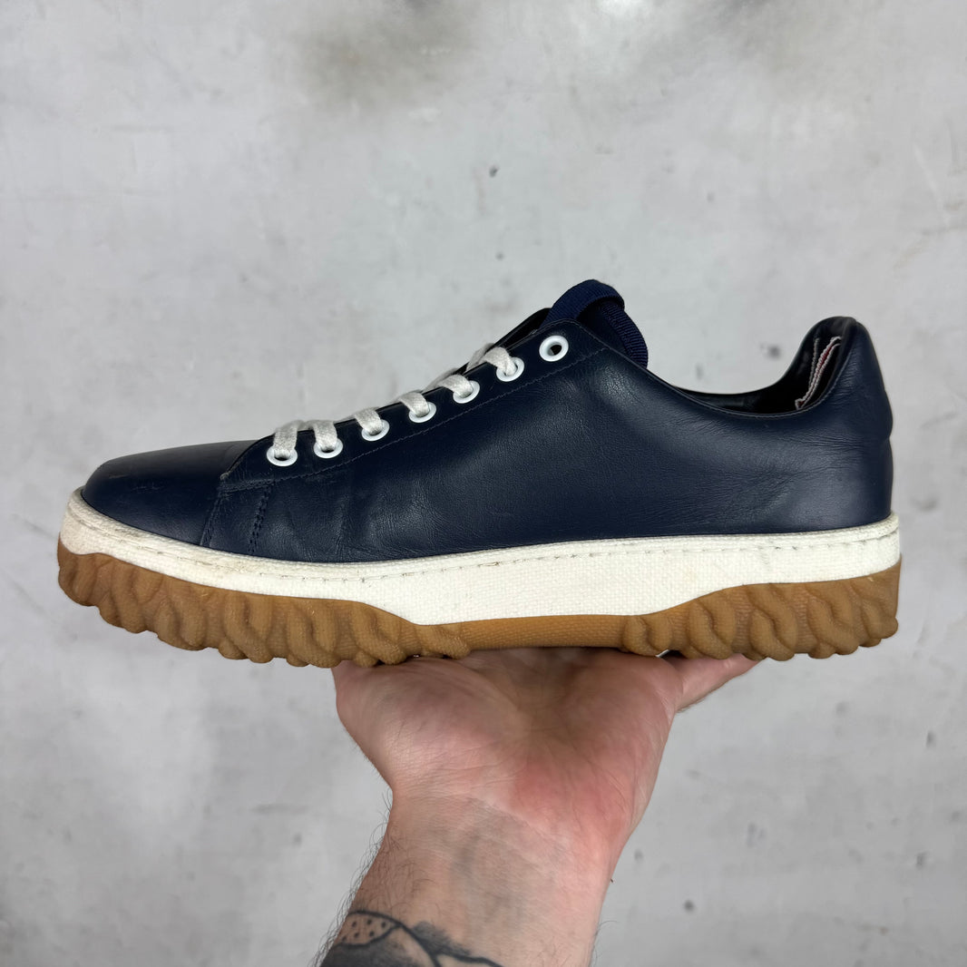 Thom Browne Navy Leather Vitello Sneakers