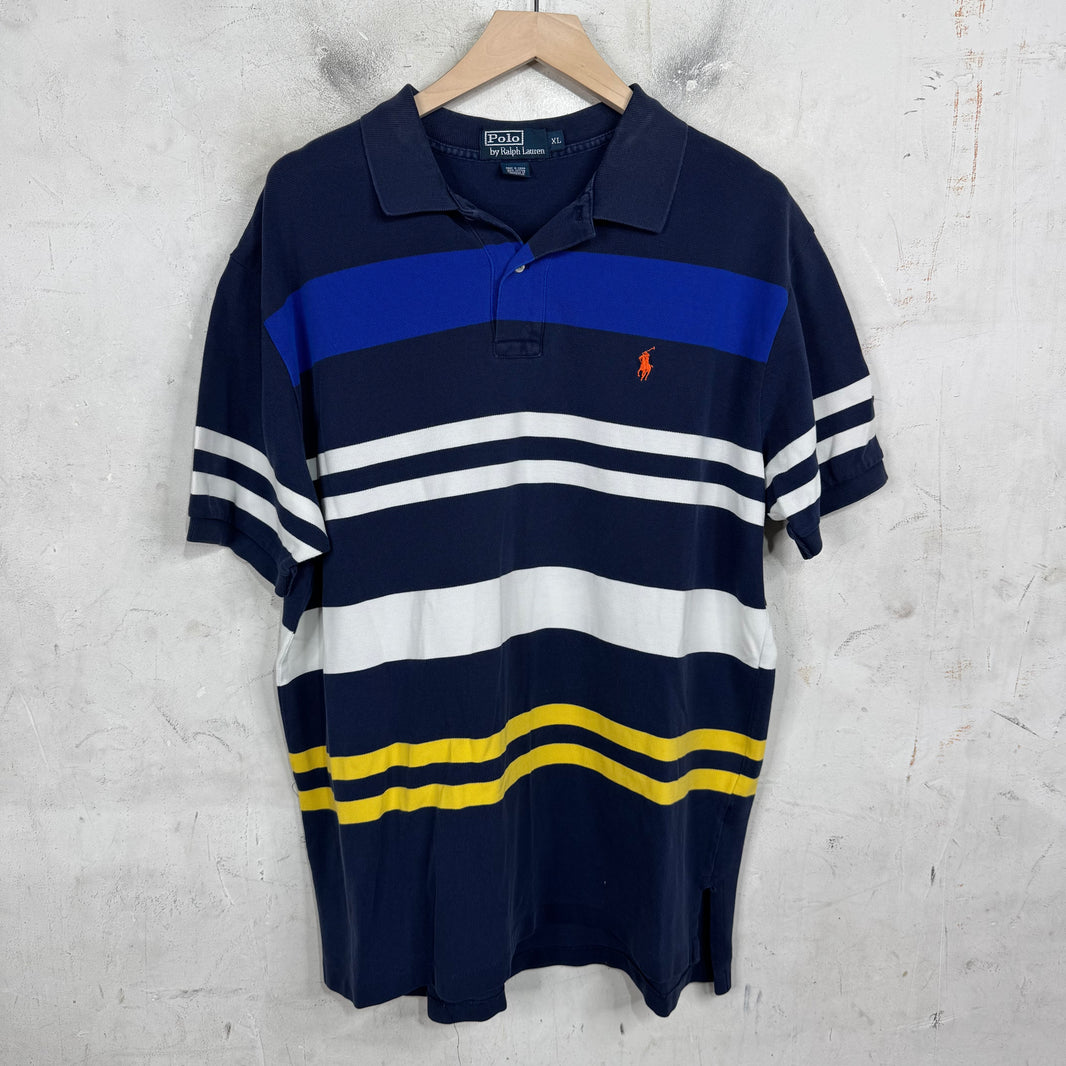 Ralph Lauren Striped Navy/White/Yellow Polo
