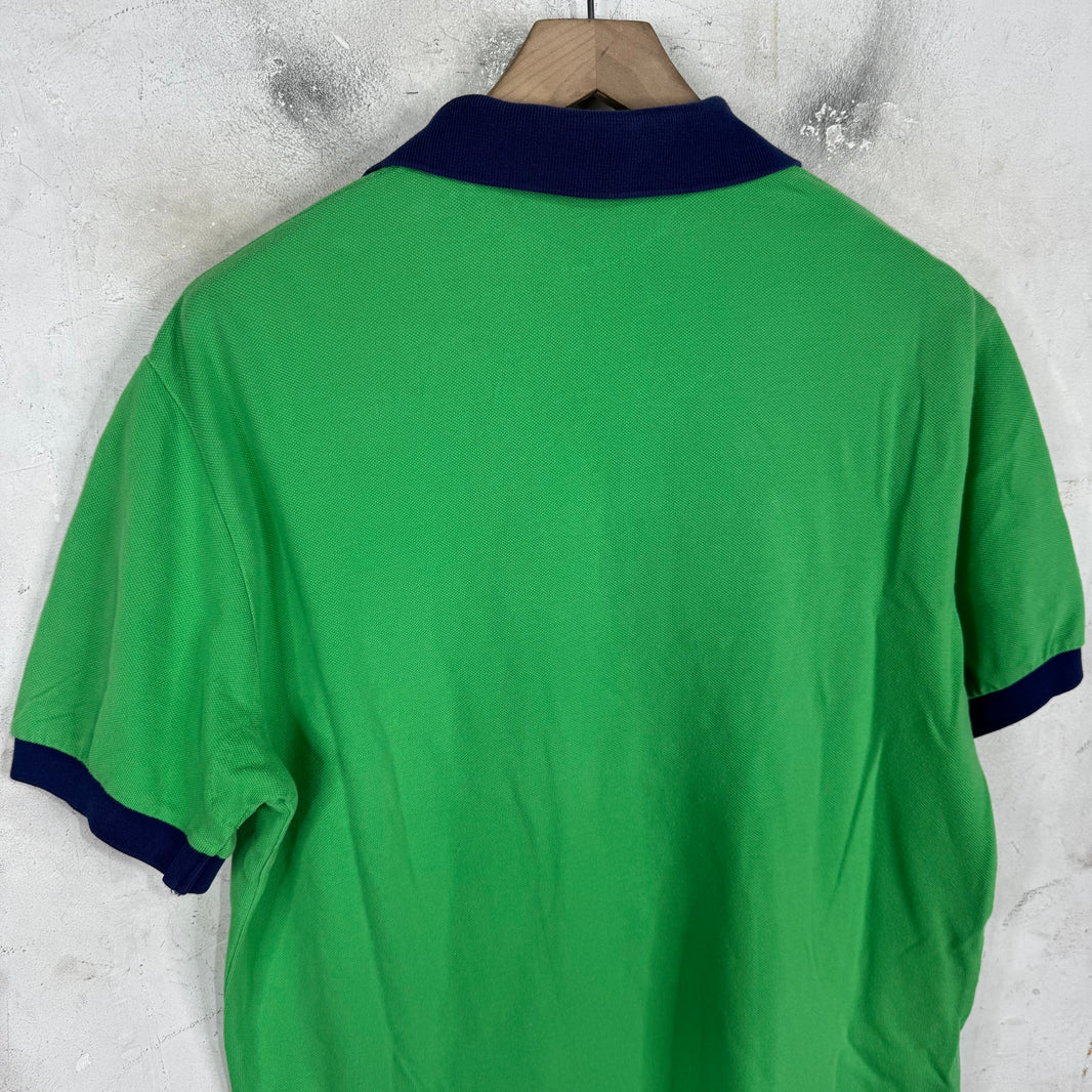 Ralph Lauren Green Blue Diagnal Strip Big Pony Polo