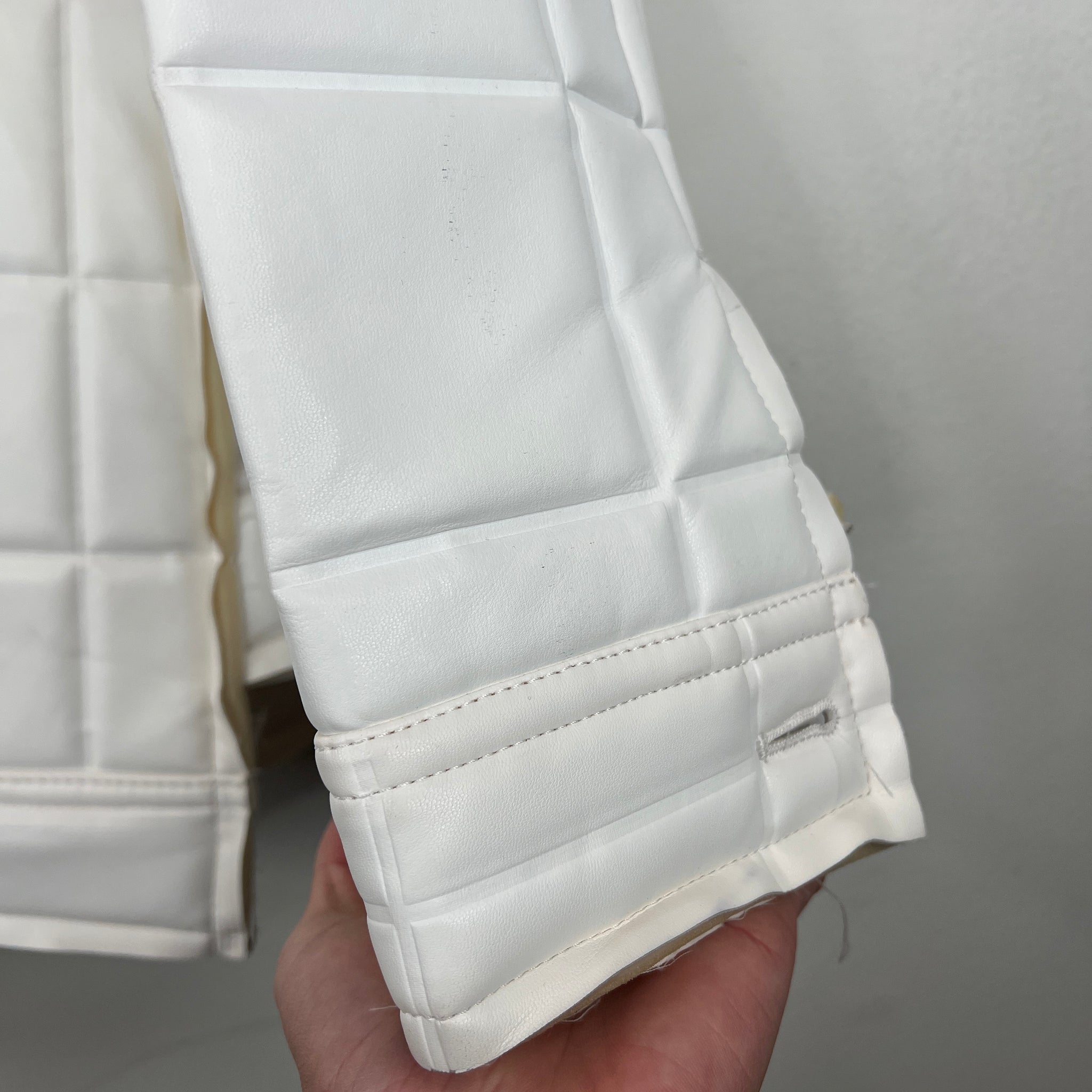 CDG White Asymmetrical Square Embossed Jacket