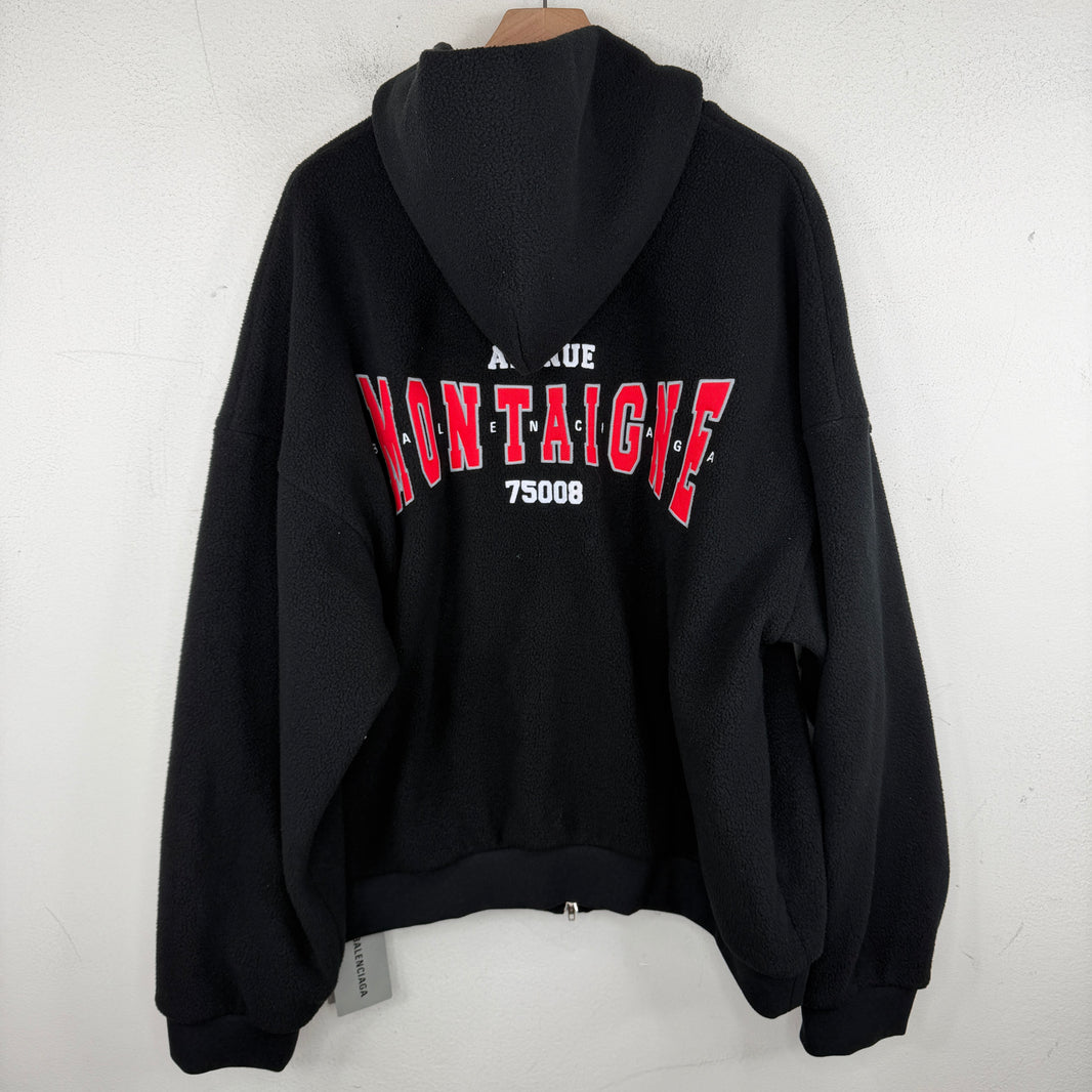 Balenciaga Montaigne Fleece Zip Up Hoodie