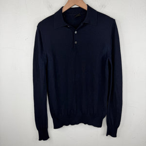 Prada Navy Knit LS Polo T-Shirt